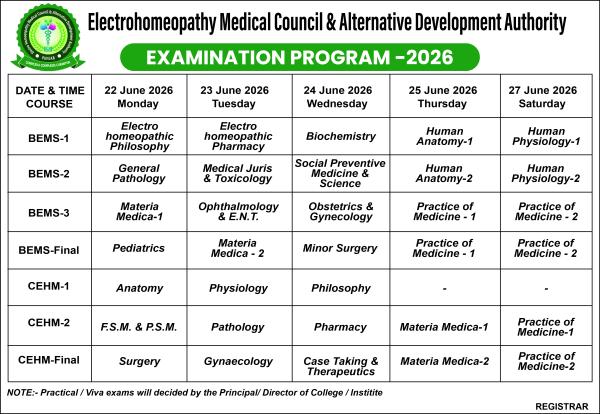 Exam Schedule June 2026